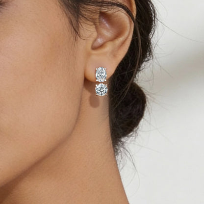 2 in 1 Round and Oval Duo Drop Earrings | Earthly Jewels