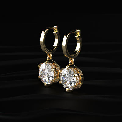 Round Cut Solitaire Diamond Leverback Dangle Earrings | Earthly Jewels