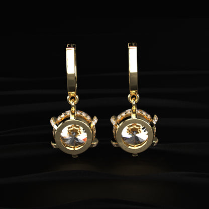Round Cut Solitaire Diamond Leverback Dangle Earrings | Earthly Jewels