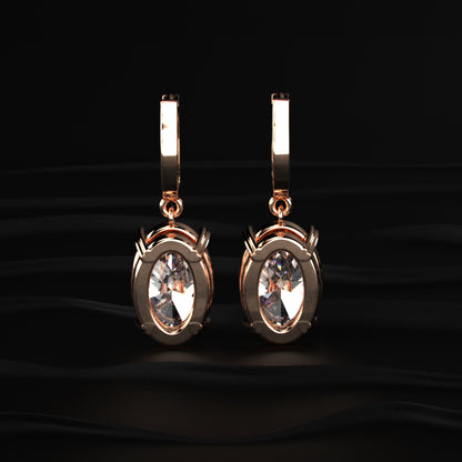 Oval Diamond Solitaire Leverback Earrings | Earthly Jewels