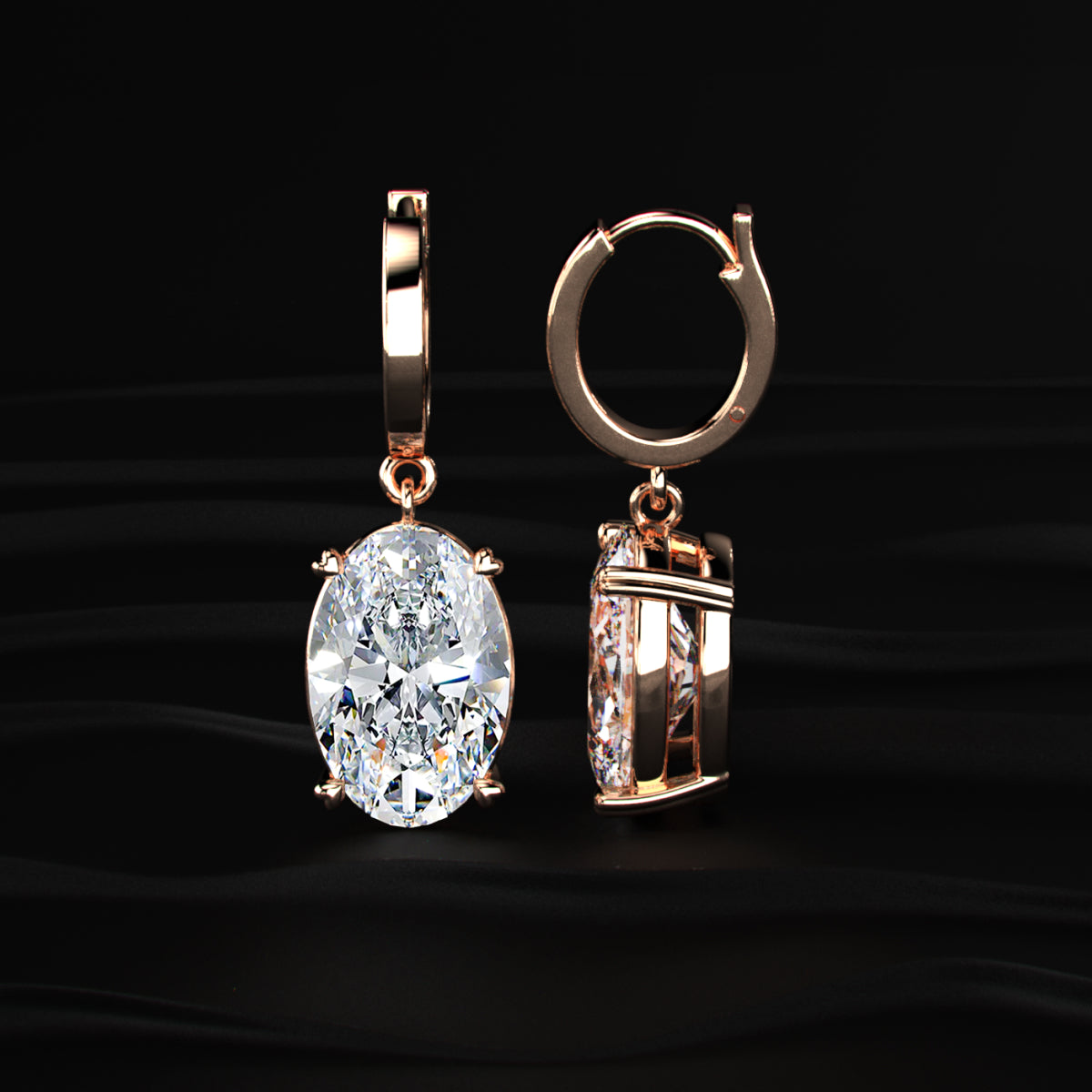 Oval Diamond Solitaire Leverback Earrings | Earthly Jewels