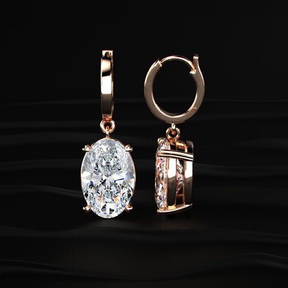 Oval Diamond Solitaire Leverback Earrings | Earthly Jewels