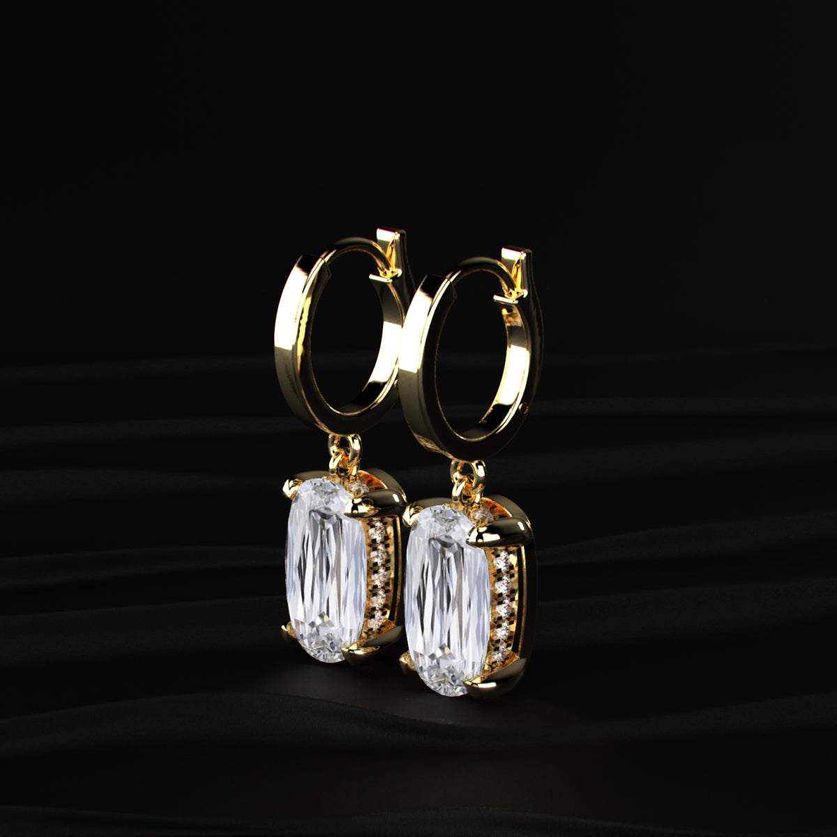 Elongated Cushion Cut Leverback Earrings | Earthly Jewels
