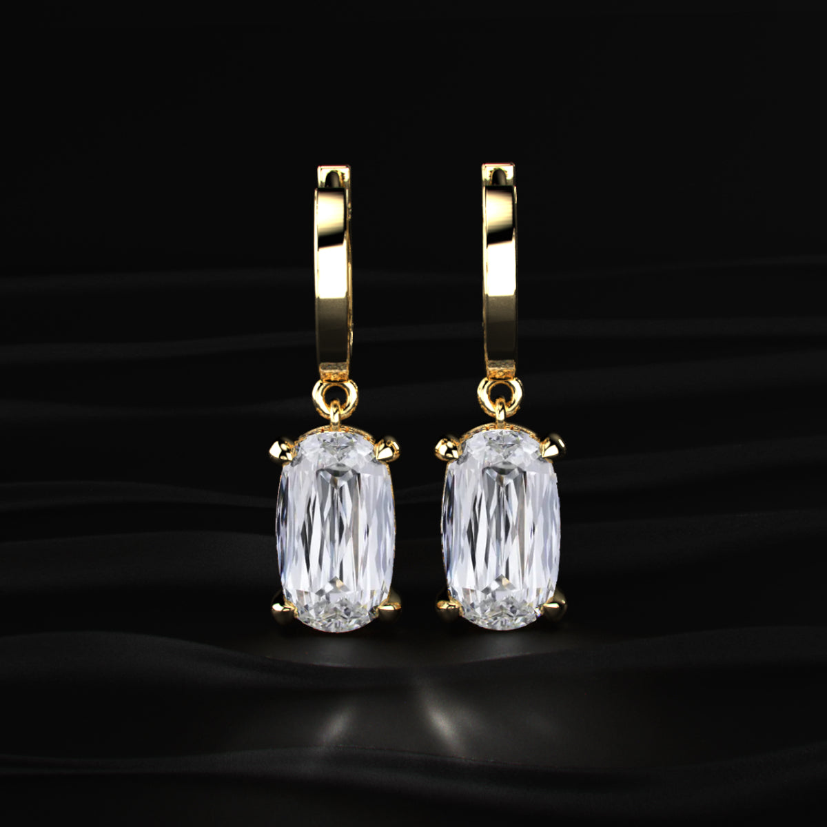 Elongated Cushion Cut Leverback Earrings | Earthly Jewels