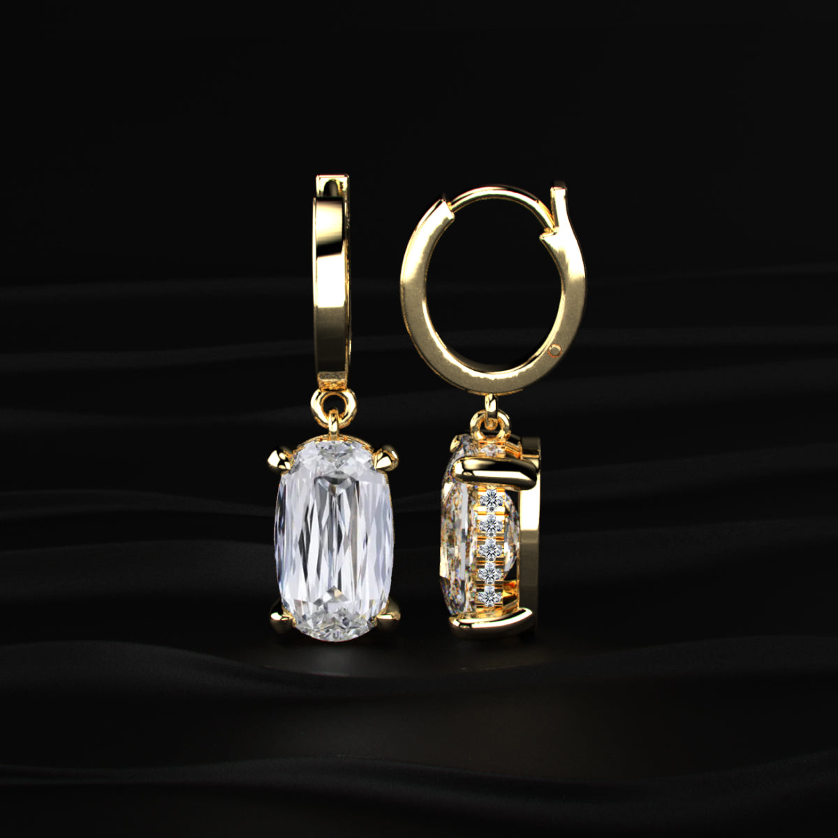 Elongated Cushion Cut Leverback Earrings | Earthly Jewels