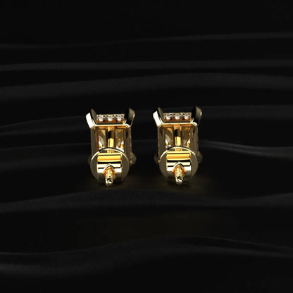 Yellow Radiant Cut Lab Diamond Stud Earring | Earthly Jewels