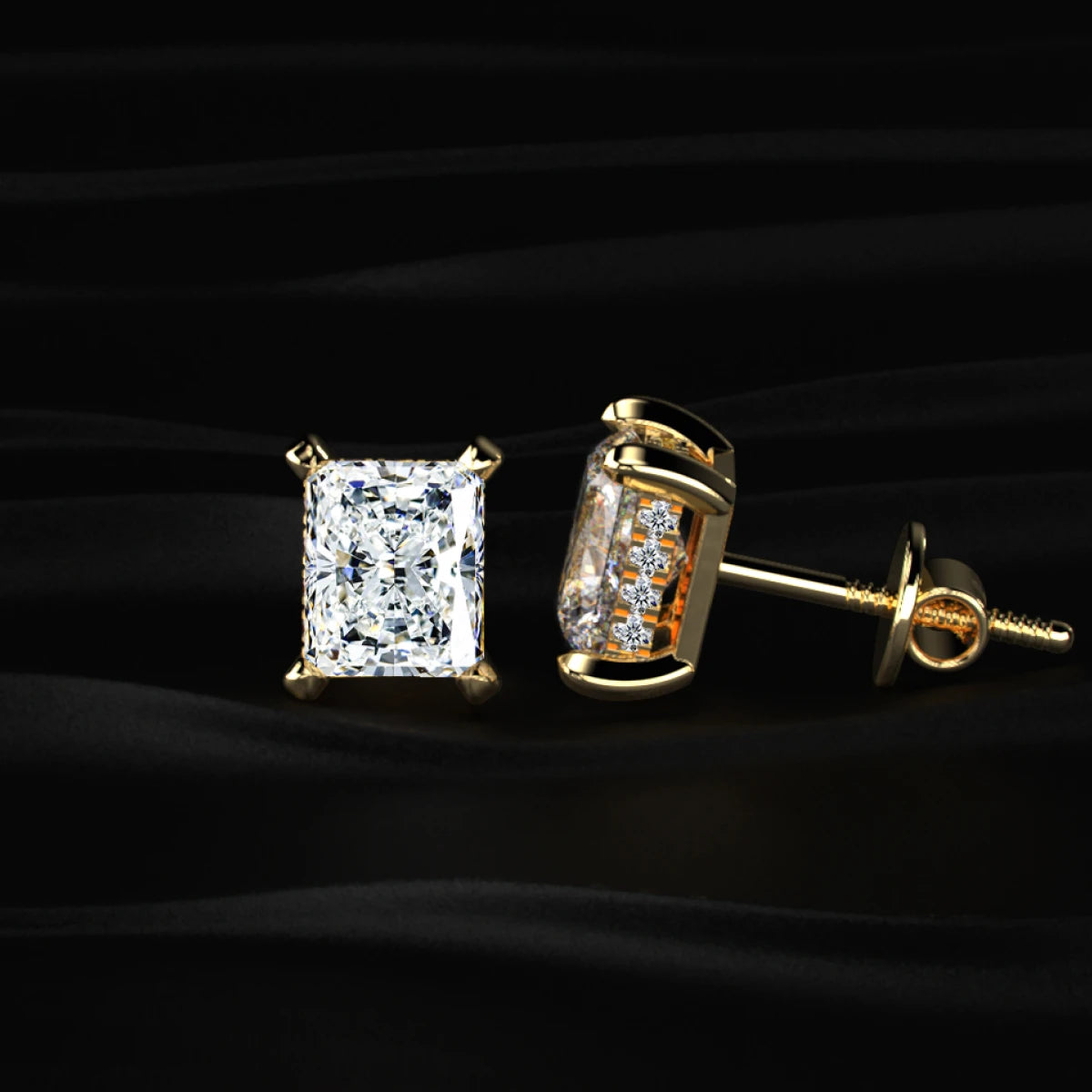 Radiant Cut Lab Diamond Stud Earring