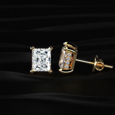 Radiant Cut Lab Diamond Stud Earring