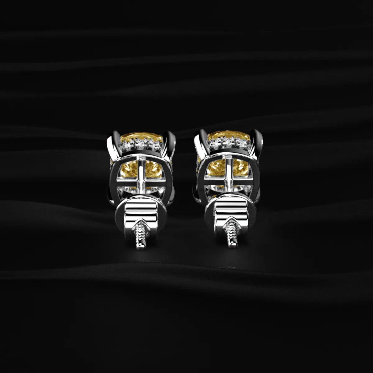 Cushion Cut Yellow Diamond Studs | Earthly Jewels