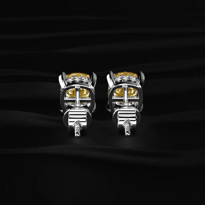 Cushion Cut Yellow Diamond Studs | Earthly Jewels