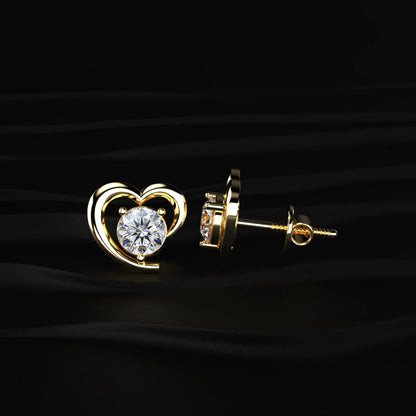 Round Diamond Earrings With Open Heart Shape | Earthly Jewels   