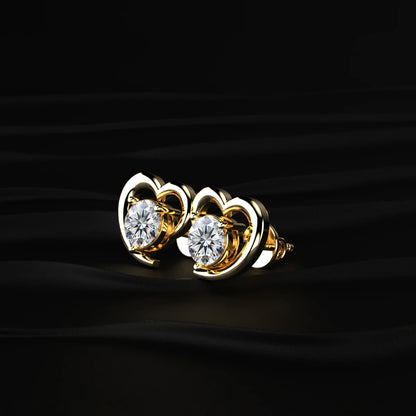 Round Diamond Earrings With Open Heart Shape | Earthly Jewels   