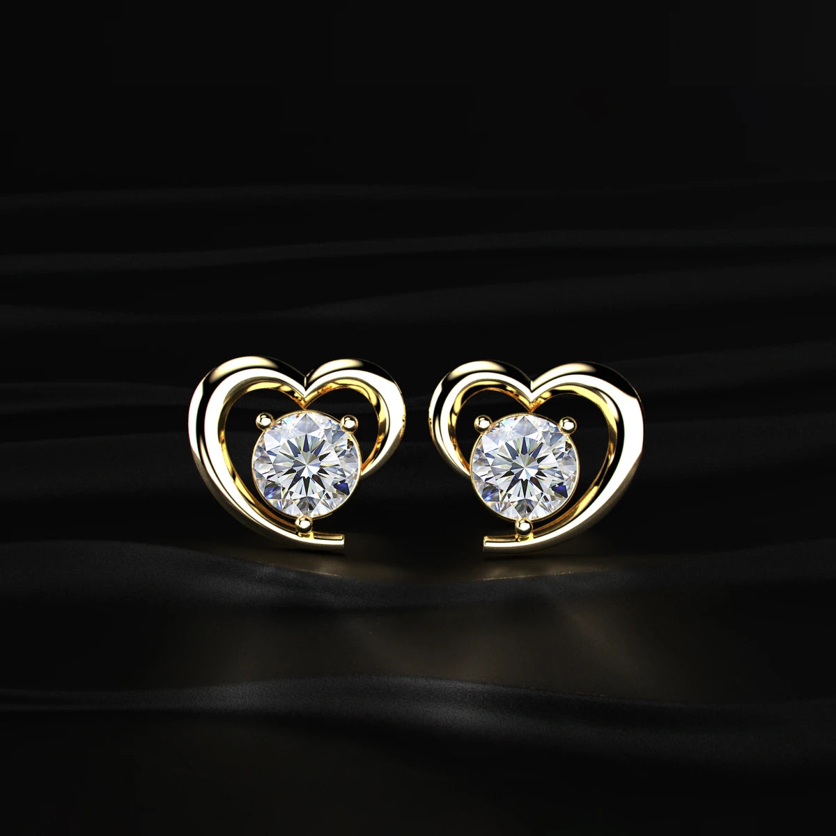 Round Diamond Earrings With Open Heart Shape | Earthly Jewels   