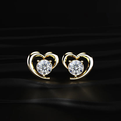Round Diamond Earrings With Open Heart Shape | Earthly Jewels   