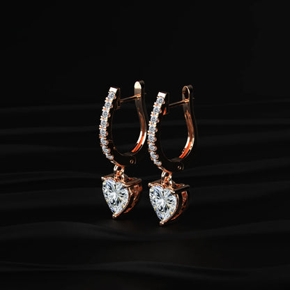 Heart Shape Lab Diamond Drop Earrings | Earthly Jewels   