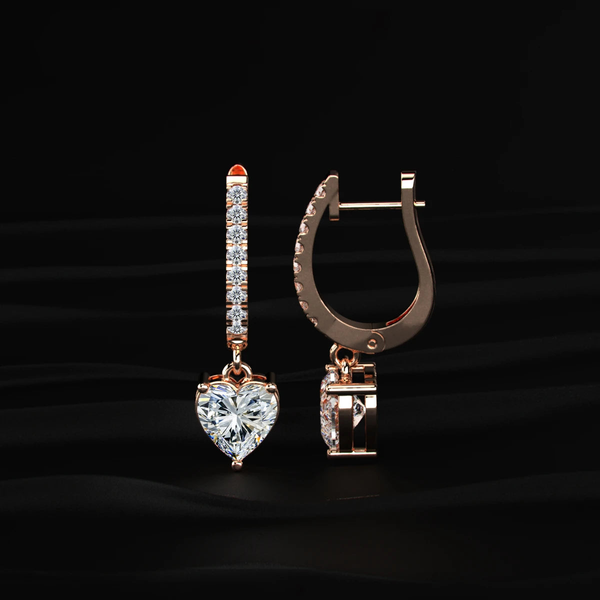 Heart Shape Lab Diamond Drop Earrings | Earthly Jewels   