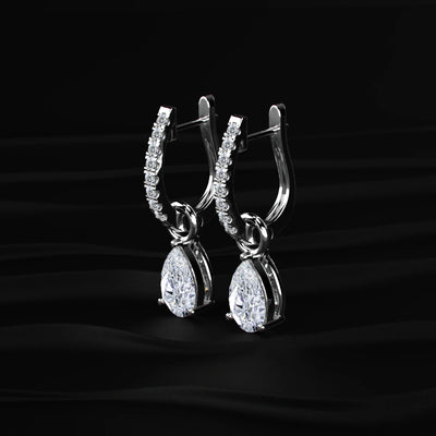 Pear Cut Solitaire Drop Hoops | Earthly Jewels   