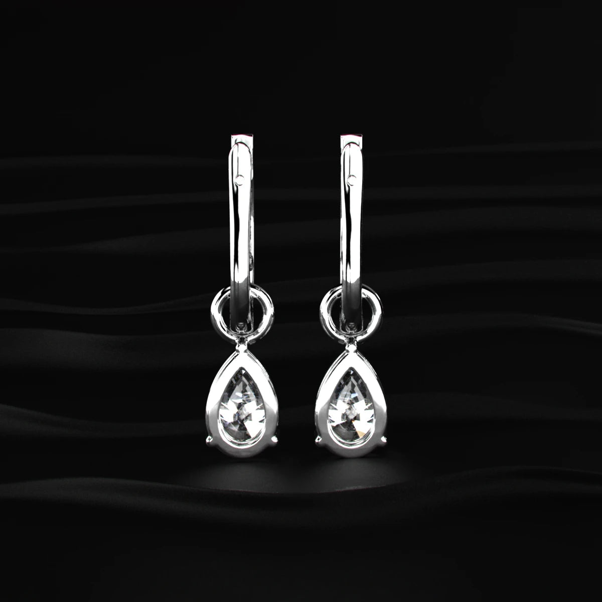 Pear Cut Solitaire Drop Hoops | Earthly Jewels   