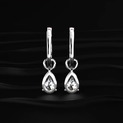 Pear Cut Solitaire Drop Hoops | Earthly Jewels   
