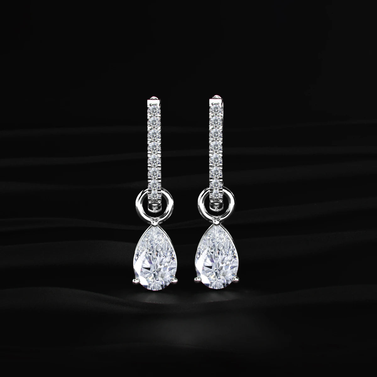 Pear Cut Solitaire Drop Hoops | Earthly Jewels   