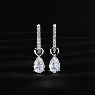 Pear Cut Solitaire Drop Hoops | Earthly Jewels   