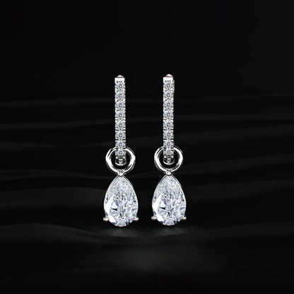 Pear Cut Solitaire Drop Hoops | Earthly Jewels   