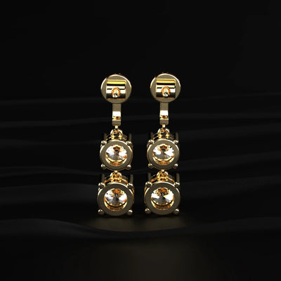 Round Solitaire Double Diamond Drop Earring | Earthly Jewels   