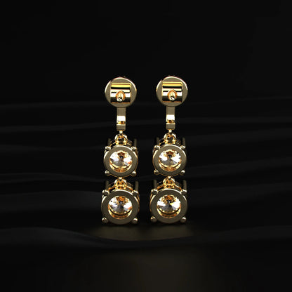 Round Solitaire Double Diamond Drop Earring | Earthly Jewels   