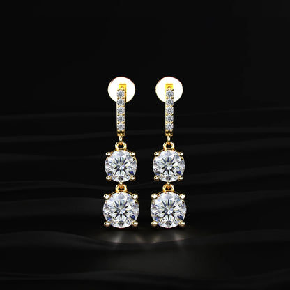 Round Solitaire Double Diamond Drop Earring | Earthly Jewels   