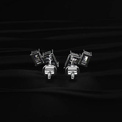 Double Emerald Cut Lab Diamond Stud Earrings | Earthly Jewels   
