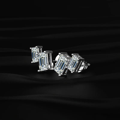 Double Emerald Cut Lab Diamond Stud Earrings | Earthly Jewels   