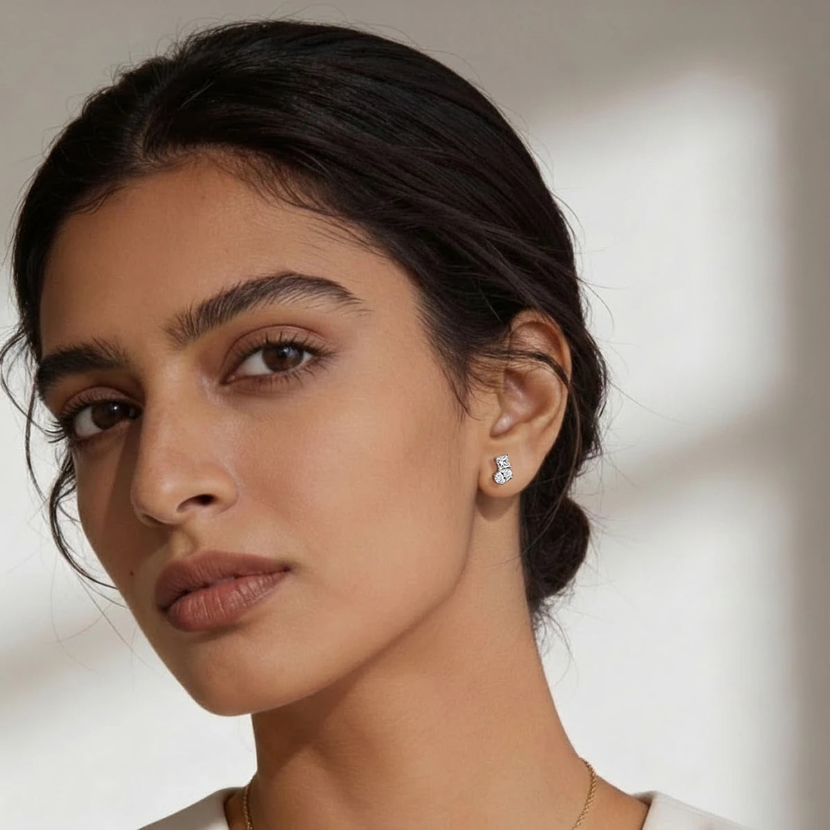 Toi et Moi Princess and Oval Diamond Stud Earrings | Earthly Jewels   