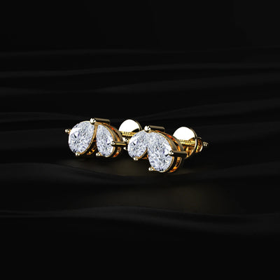 Double Pear Shape Diamond Stud Earrings | Earthly Jewels   