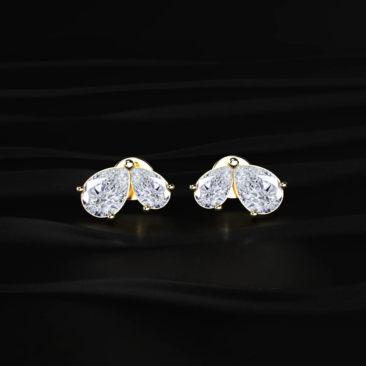 Double Pear Shape Diamond Stud Earrings | Earthly Jewels   