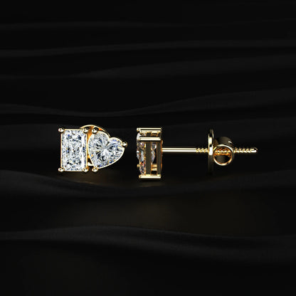 Lab Diamond Radiant And Heart Cut Toi Et Moi Earrings | Earthly Jewels   
