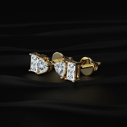 Lab Diamond Radiant And Heart Cut Toi Et Moi Earrings | Earthly Jewels   