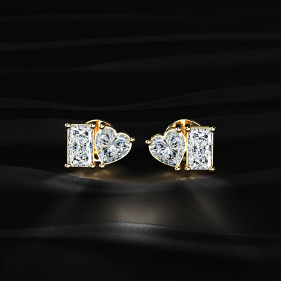 Lab Diamond Radiant And Heart Cut Toi Et Moi Earrings | Earthly Jewels   