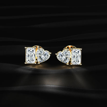 Lab Diamond Radiant And Heart Cut Toi Et Moi Earrings | Earthly Jewels   