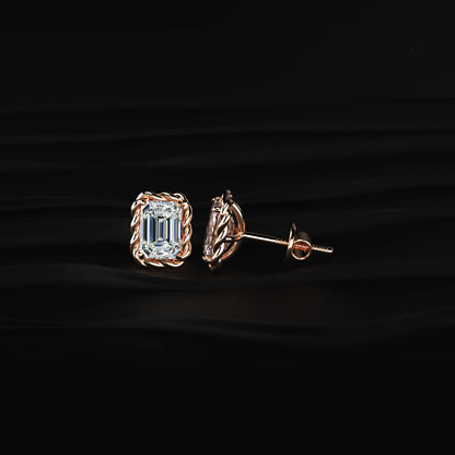 Emerald Cut Diamond Stud Earrings | Earthly Jewels