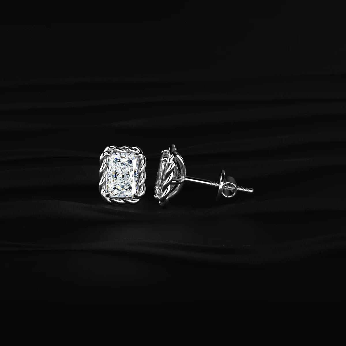 Radiant Cut Diamond Stud Earrings | Earthly Jewels