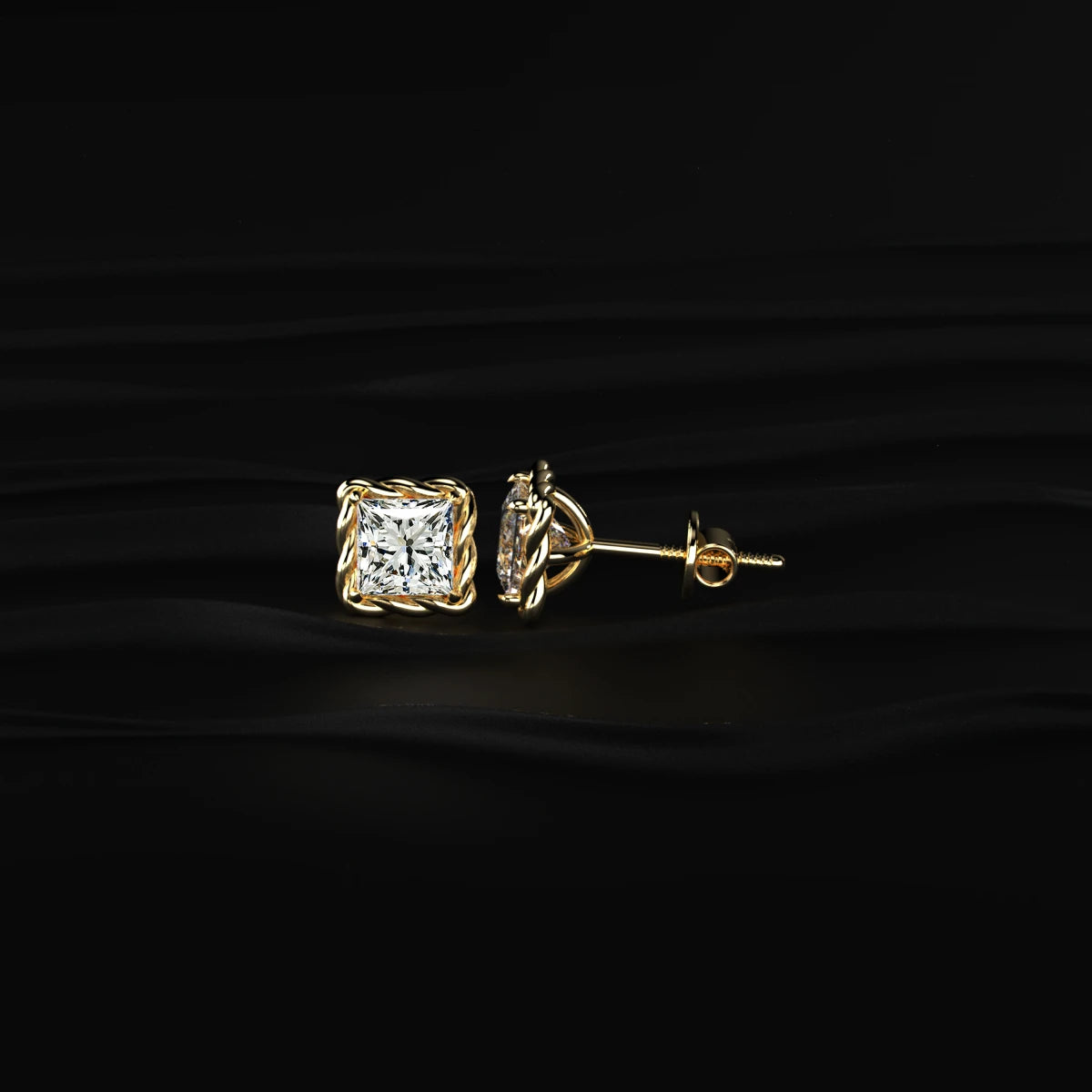 Princess Cut Diamond Stud Earrings | Earthly Jewels