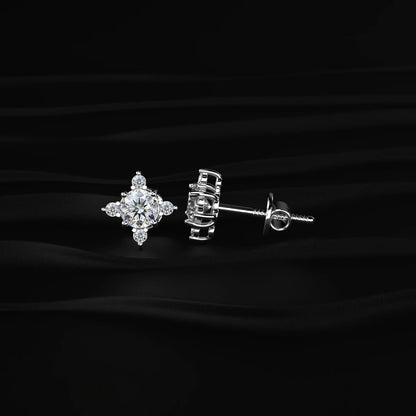 Round Cut Diamond Flower Cluster Stud Earrings | Earthly Jewels