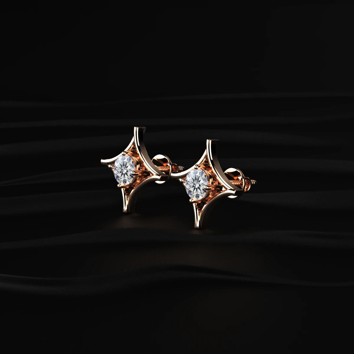  Round Shape Diamond Star Stud Earrings | Earthly Jewels
