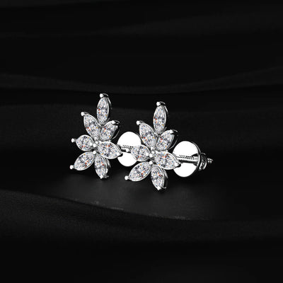 Diamond Flower Stud Earrings
