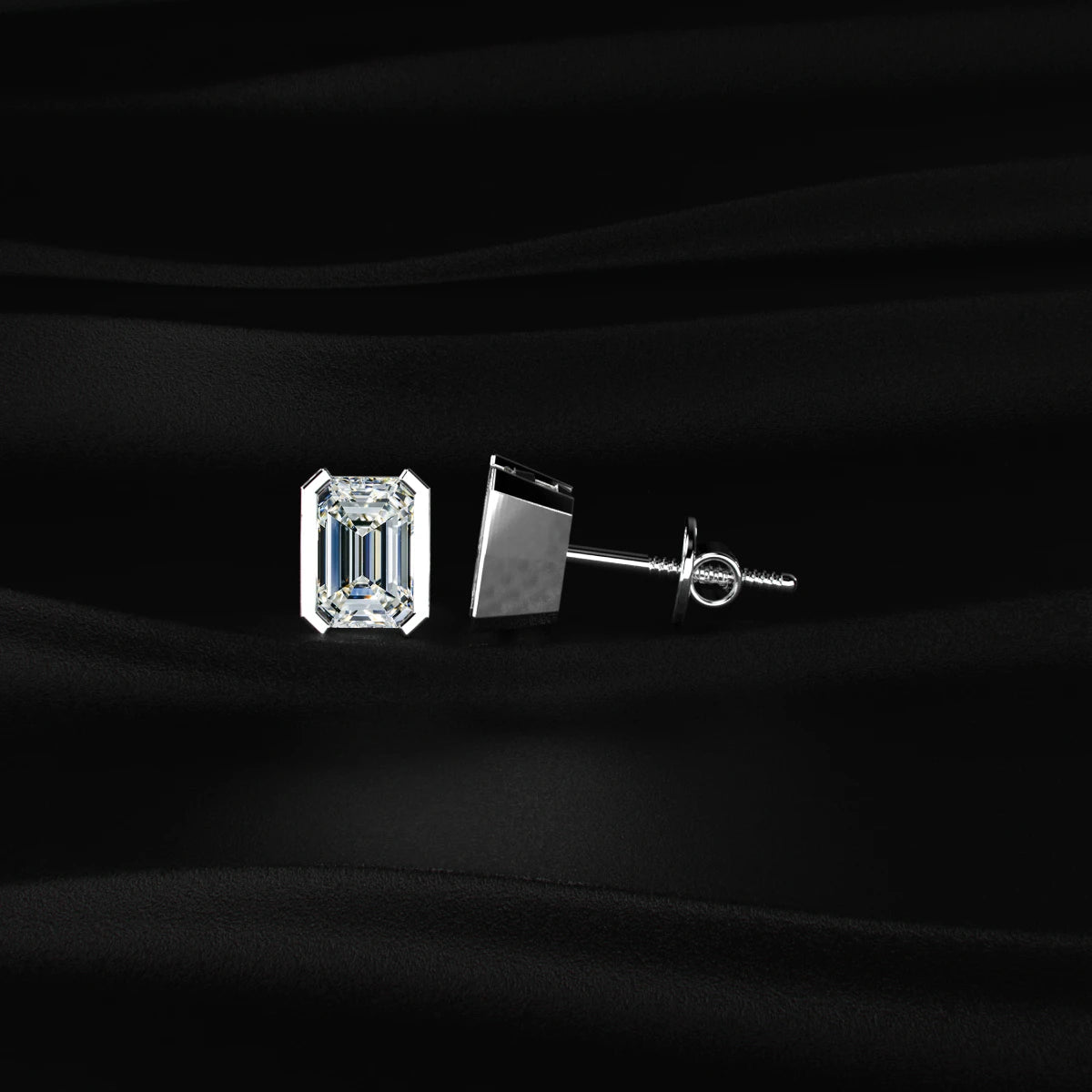 Emerald Cut Diamond Stud Earrings