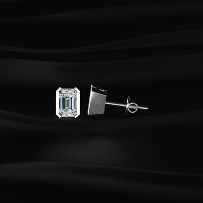 Emerald Cut Diamond Stud Earrings