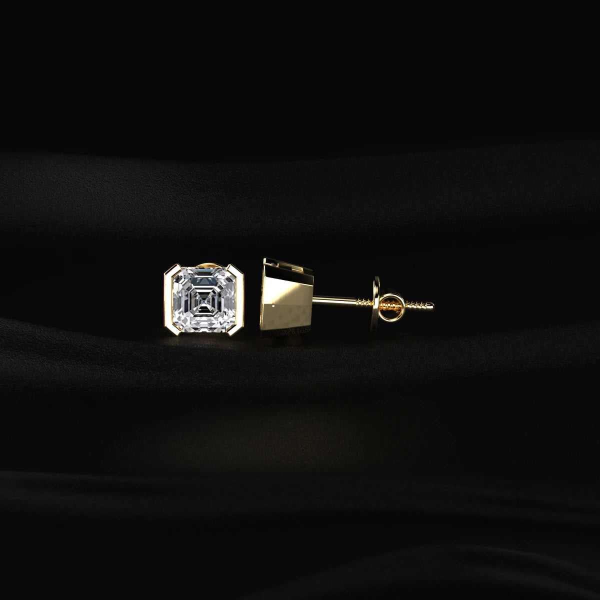 Asscher Cut Diamond Stud Earrings