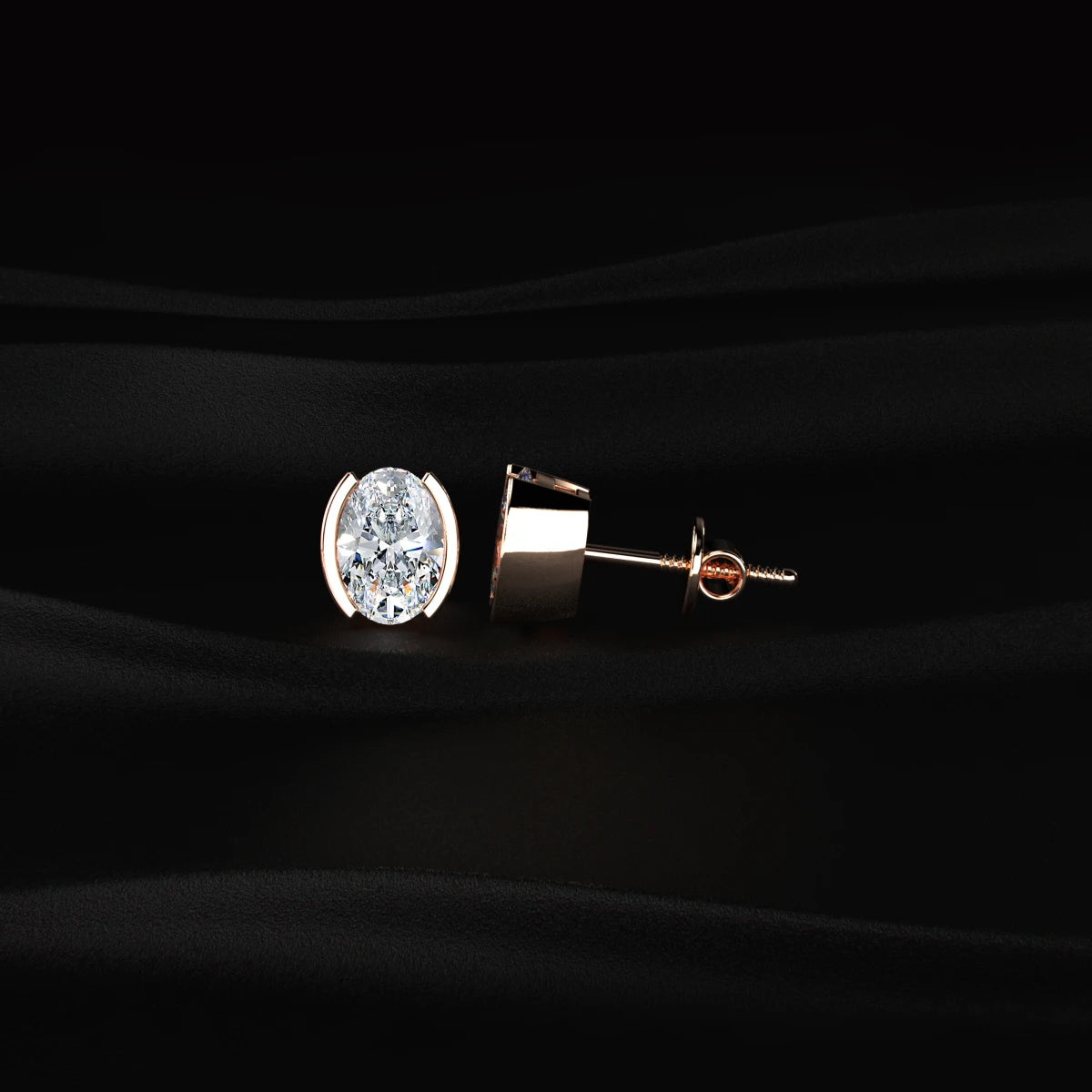 Oval Cut Diamond Stud Earrings