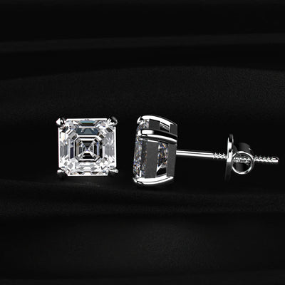 Asscher Cut Diamond Stud Earrings