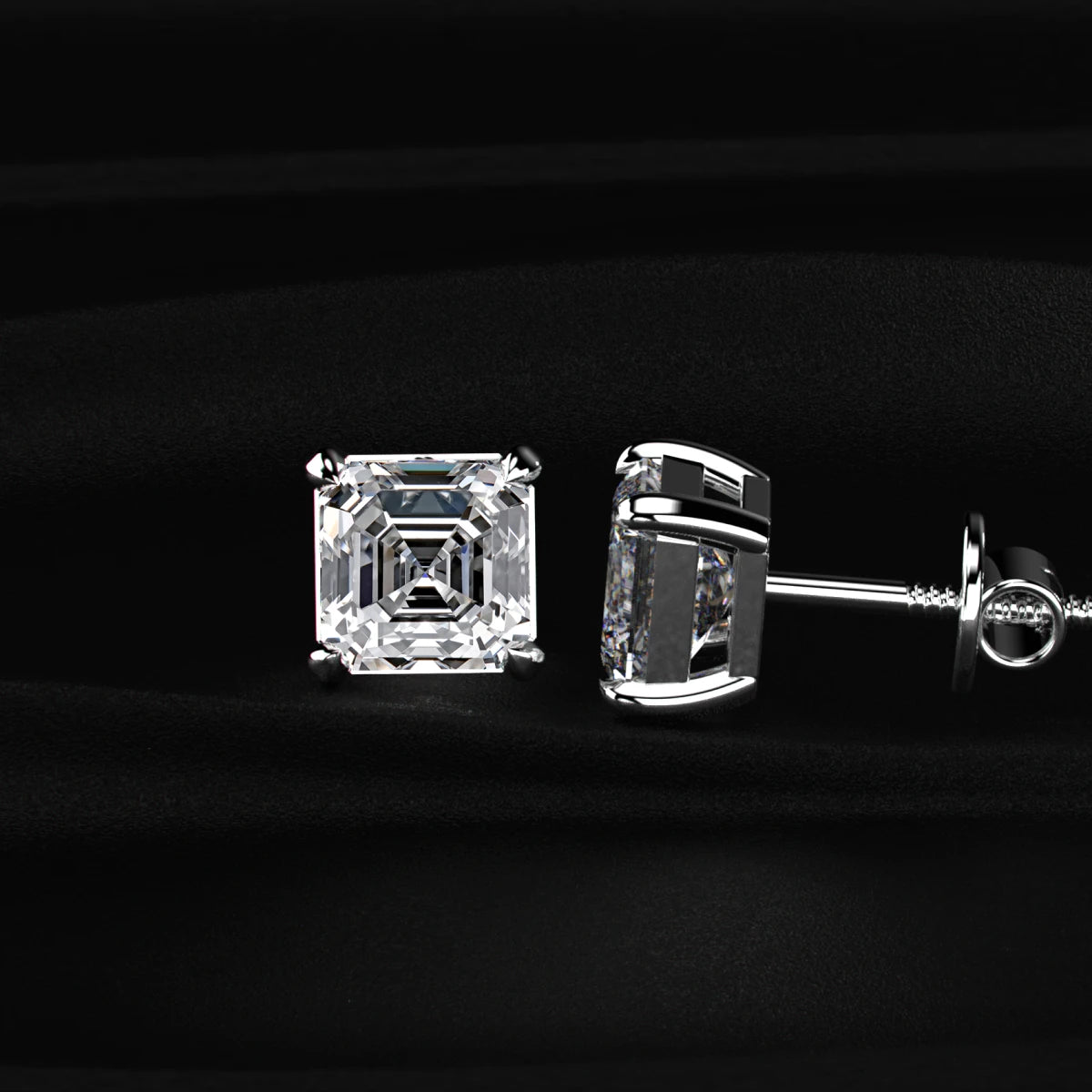 Asscher Cut Diamond Stud Earrings